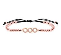 Tobestu Rose Gold Plated Infinite Symbol Bead Bracelet - Cubic Zirconia Team Spirit Unity Charm Bracelets for Women YA4898