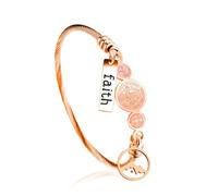 Tobestu Rose Gold Plated Stainless Steel Faith Round Mountain Mustard Seed Bracelets for Church Activities - Twisted Rope Saint Benedict Medal Bangle Bracelet for Daughters Y4231