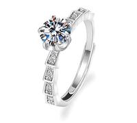 Tobestu Round Cubic Zirconia 6-Prong Solitaire Halo Rings Adjustable Wedding Band Engagement Promise Rings for Women Y1214
