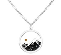 Tobestu Round Mountain Mustard Seed Pendant Necklace for Men - Obsidian Adjustable Necklaces Ideal for Expressing Spiritual Faith YA5071