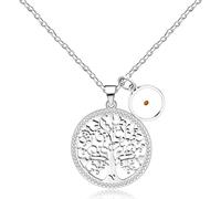 Tobestu Round Mustard Seed Religious Faith Necklace - White Color Hollowed Life Tree Pendant Necklaces for Women Men YA4612