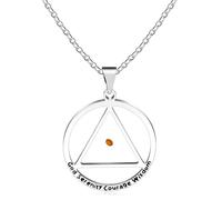 Tobestu Round Pendant Engraved God Serenity Courage Wisdom | Inner Triangle Mustard Seed Necklace Geometric Design Faith Jewelry Y4476 (Inner Triangle)