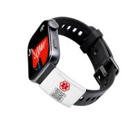 Tobestu Smartwatch Medical ID Plate, Personalized Emergency Information Watch Band Tag YA7129 (Silver-QR)