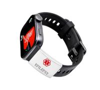 Tobestu Smartwatch Medical ID Plate, Personalized Emergency Information Watch Band Tag YA7129 (Silver-Epilepsy)