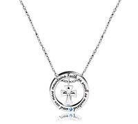 Tobestu Stainless Circle Ring Necklace Engraved Bible Verse Charms Cross Pendant Inspirational Christian Jewelry Y958 (Cross)