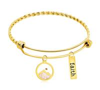 Tobestu Stainless Steel White Mountain Mustard Seed Faith Tag Bracelet for Women - Gold Plated Twisted Rope Bangle Bracelets for Christmas Birthday Easter YA4995