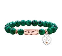 Tobestu Synthetic Peacock Quartz Bead Bracelet | Christian Faith Prayer Bracelet for Men Women | Heart Mountain Mustard Seed Charm | Y4108