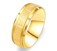 Tobestu Titanium Steel Rings for Men Black/Silver/Gold/Blue Brick Pattern Grooved Brushed Wedding Band Comfort Fit Size 6-11, 7 UK, Metal, No Gemstone