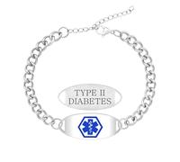 Tobestu TYPE II DIABETES Cuban Link Medical Bracelet - Modern Health Emergency Jewelry with Adjustable Design YA5948