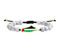 Tobestu White Howlite Bead Bracelet with Palestine Map Charm - Cultural Identity and Freedom Symbol Jewelry YA6029