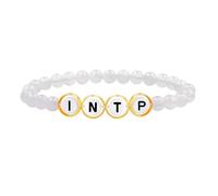 Tobestu White INTP Beaded Bracelet - Natural Agate Chalcedony - Personality Fashion Accessory YA5886