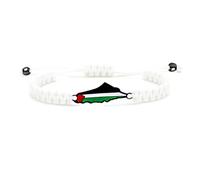 Tobestu White Nylon Cord Adjustable Bracelet with Palestine Black Plated Charm - Minimalist Protest Jewelry - YA5882
