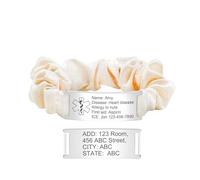 Tobestu Women's Custom Medical Bracelet - Comfortable Champagne Satin & Stainless Steel ID - Engrave Epilepsy, Hypertension, Autism & Emergency Contact - Trendy & Secure Design YA5426