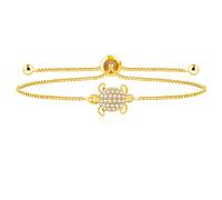 Tobestu Womens Gold Plated Cubic Zirconia Turtle Adjustable Bracelets - Sea Element Bolo Chain Bracelet for Christmas Birthdays Graduation SJA4597