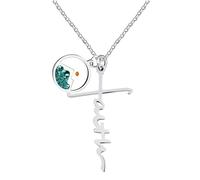 Tobestu Womens Green Sand Round Mountain Mustard Seed Necklaces - Platinum Plated Cross Faith Adjustable Necklace for Christmas Easter YA5033