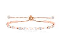 Tobestu Women's Rose Gold Plated Bolo Tennis Bracelet with White Rectangular Cut Zircon for a Glamorous Look YA5121