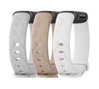 Tobfit 3PACK Flower Pattern Straps for Fitbit Inspire 2/Inspire HR Strap for Women Men, Soft Silicone Engraved Replacement Strap for Fitbit Ace 2 / Ace 3 (3-PACK 07,Large for 180mm - 230mm wrists)
