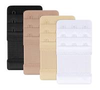 Tobfit 4 PACK Bra Extenders with 3 Hooks 3 Rows, Soft Women's Stretchy Bra Back Extension Strap 4-PACK