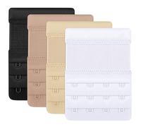 Tobfit 4 PACK Bra Extenders with 4 Hooks 3 Rows, Soft Women's Stretchy Bra Back Extension Strap 4-PACK