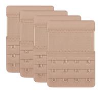 Tobfit 4 PACK Bra Extenders with 4 Hooks 3 Rows, Soft Women's Stretchy Bra Back Extension Strap Nude*4