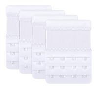 Tobfit 4 PACK Bra Extenders with 4 Hooks 3 Rows, Soft Women's Stretchy Bra Back Extension Strap White*4
