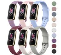 Tobfit 6 PACK Sport Bands Compatible with Fitbit Luxe Bands for Women Men, Soft Silicone Waterproof Straps Replacement Wristbands Compatible for Fitbit Luxe Watch Band,Small, Pale