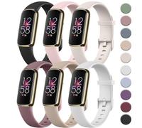 Tobfit 6 PACK Sport Bands Compatible with Fitbit Luxe Bands for Women Men, Soft Silicone Waterproof Straps Replacement Wristbands Compatible for Fitbit Luxe Watch Band,Small, Black/Light