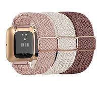 Tobfit Elastic Bands Compatible with Fitbit Versa 2 Watch Bands Women Men, Soft Adjustable Stretchy Loop Nylon Stylish Replacement Wristbands for Fitbit Versa 2 / Fitbit Versa / Versa Lite / Versa SE