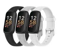Tobfit Flower Pattern Strap compatible for Fitbit Inspire 3 Straps for Women Men, Fashionable Soft Silicone Engraved Replacement Straps Watchband for Inspire 3 (Black/White/Grey)