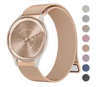 Tobfit Metal Strap for Garmin Vivomove 3/HR/LUXE/Sport/Trend, 20mm Stainless Steel Milanese Mesh Watch Band, Rose Gold, 6.3" - 9.5" (160mm - 240mm) Wrist, Magnetic Clasp