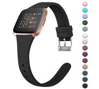 Tobfit Strap for Fitbit Versa 2 Straps for Women Men/Fitbit Versa Lite Strap, Soft Slim Thin Silicone Replacement Strap Wristband Watchband Small Large compatible with Fitbit Versa 2 (Black, Small)