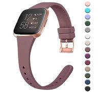 Tobfit Strap for Fitbit Versa 2 Straps Women Men / Lite Strap, Soft Slim Thin Silicone Replacement Wristband Watchband Small Large compatible with (Smoke purple, Small)