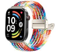 Tobfit Stretchy Strap for Xiaomi Smart Band 9 Pro/Mi Band 8 Pro/Redmi Watch 4/5, Braid Breathable Nylon Adjustable Quick Release Replacement Bands Rainbow