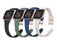 Tobfit Watch Bands Compatible with Fitbit Versa 2, Silicone Slim Straps Wristbands Replacement for Fitbit Versa 2 / Versa/Versa Lite/SE Women Men, Small (Black/Starlight/Abyss Blue/Sage Green)