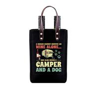 TOBGBE Camper Dog Lover Gifts Funny Camping Wine Bag Nature Outdoor Adventure Hiking Camping Mountain Wine Bottle Bag