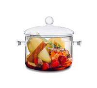 TOBHUYEXZ Glass Cooking Pot with Lid, Transparent Stock Pot,Glass Pots for Cooking Suitable for Pasta Dishes, Soups, Heating Milk