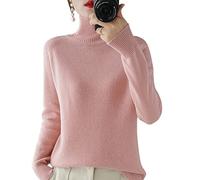 TOBILE Ladies Roll Neck Jumper Turtleneck Faux Cashmere Sweater Women Winter Cashmere Jumpers Knit Female Long Sleeve Thick Loose Pullover-Skin Pink,S