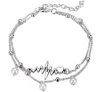 Tobilleras 2 Pcs/Set Pulsera de Pie para Mujer Heartbeat Faux Pearl Tobillera Chain of Tobillo Joyería para mujerDurability