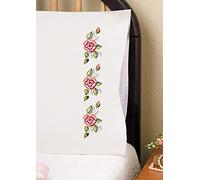 Tobin Rose Row Stamped for Embroidery Pillowcases