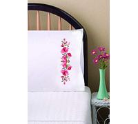 Tobin Stamped For Embroidery Pillowcase Pair 20"X30"-Pink Floral