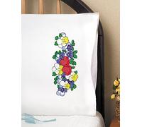Tobin Stamped for Embroidery Pillowcase Pair 20"X30"-Two Hearts