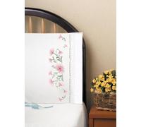 Tobin Stamped Pillowcase Pair for Embroidery, 20 by 30-Inch, Gloriosa (23093)