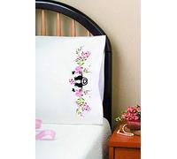 Tobin Stamped Pillowcases, Cat Silhouette, 20" x 30" Embroidery Kit, White