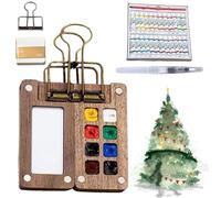 Tobio Mini Watercolour Kit,Tobio Watercolor Set,with Clip Brush Pen Sketchbook,Mini Water Color Travel Set for Artists Painters Students (8 Gride+24 Watercolors)
