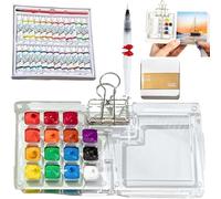 Tobio Watercolor Kit，Mini Travel Pocket Artist Watercolor Paint Set，Mini Travel Watercolor Kit nano Palette,with 24 Color Paints,Wooden Grid Paint Box for Painters Artists Students
