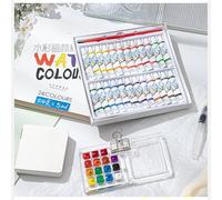 Tobios Mini Watercolour Kit, 8/15 Grids Mini Watercolour Paint Set Travel, Lid Foldable Wooden/Acrylic Palette for Painting Lovers (Acrylic-15-Grid Box)