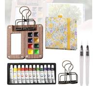 Tobios Mini Watercolour Kit, Portable Travel Painting Wooden/Acrylic Set with Sketchbook Mixing Palette and Art Supplies for Journaling Drawing Outdoor Sketching & Beginners (#C SET)