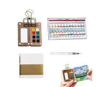 Tobios Watercolor Kit, 2025 New Travel Watercolor Set, Mini Watercolour Paint Set Travel, With Clip Brush Pen Sketchbook For Artists Painters Students (8 Gride+12 Watercolors)