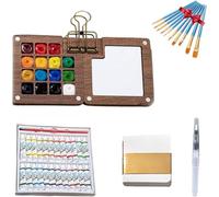 Tobios Watercolor Set, a pocket watercolor set with brushes, a sketchbook, and 12 paint colors, perfect for artists, hobbyists, and painting enthusiasts.
