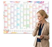 TOBJA School Year Calendar A1 2026/2027 "Watercolour Splash" - 14 Months Aug 2026 - Sep 2027, Holidays/Holidays DE & AT, 150 g, Writeable, Folded, XL Wall Calendar 2026 2027